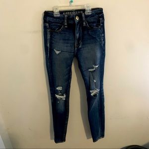 AE Dark Wash Ripped Skinny Jeans